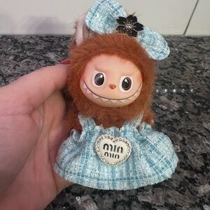 Cute Brown and Blue Plush Toy keychain